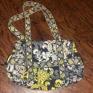 Vera Bradley Quilted Floral Tote in Black, Yellow & Cream